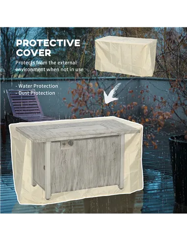 Outsunny 50,000 BTU Gas Fire Pit Table with Cover and Glass Screen - Grey