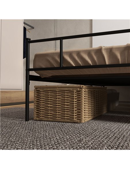 HOMCOM King Size Bed Frame, 5ft4 Metal Bed Base with Headboard and Footboard, 31cm Underneath Storage Space for Bedroom