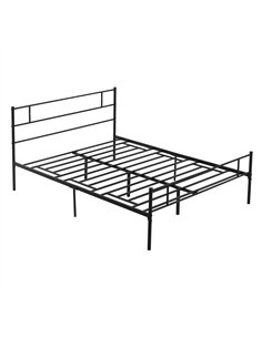 HOMCOM King Metal Bed Frame Solid Bedstead Base with Headboard and Footboard, Metal Slat Support and Underbed Storage Space, Bed