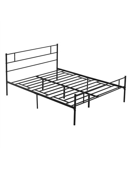 HOMCOM King Metal Bed Frame Solid Bedstead Base with Headboard and Footboard, Metal Slat Support and Underbed Storage Space, Bed