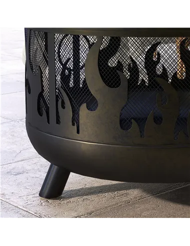 Outsunny Steel Fire Pit BBQ, with Poker - Black