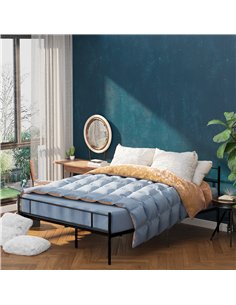 HOMCOM King Metal Bed Frame Solid Bedstead Base with Headboard and Footboard, Metal Slat Support and Underbed Storage Space, Bed 2