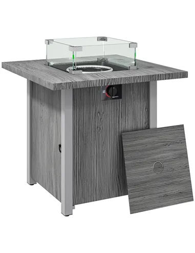Outsunny 50,000 BTU Gas Fire Pit Table, with Cover - Dark Grey