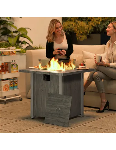 Outsunny 50,000 BTU Gas Fire Pit Table, with Cover - Dark Grey