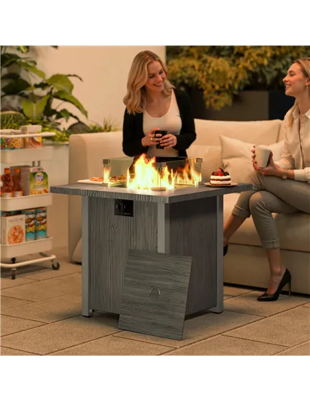 Outsunny 50,000 BTU Gas Fire Pit Table, with Cover - Dark Grey