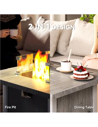 Outsunny 50,000 BTU Gas Fire Pit Table, with Cover - Dark Grey