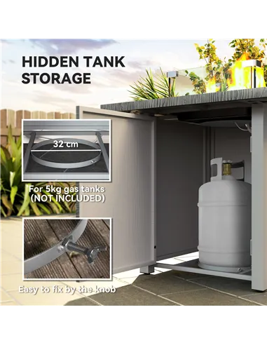 Outsunny 50,000 BTU Gas Fire Pit Table, with Cover - Dark Grey