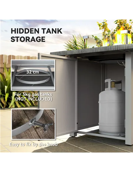 Outsunny 50,000 BTU Gas Fire Pit Table, with Cover - Dark Grey