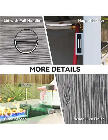 Outsunny 50,000 BTU Gas Fire Pit Table, with Cover - Dark Grey