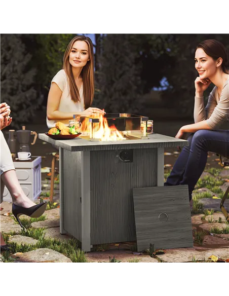 Outsunny 50,000 BTU Gas Fire Pit Table, with Cover - Dark Grey