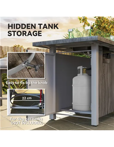 Outsunny 50,000 BTU Gas Fire Pit Table with Cover and Glass Screen - Dark Grey