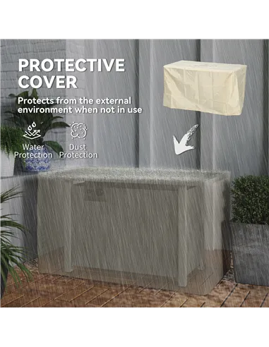 Outsunny 50,000 BTU Gas Fire Pit Table with Cover and Glass Screen - Dark Grey