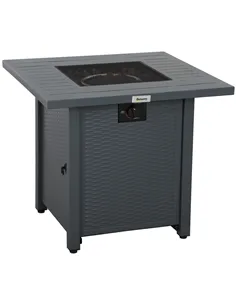 Outsunny Rattan-style Propane Gas Fire Pit Table with 40,000 BTU Burner, Square Smokeless Firepit Patio Heater with Thermocouple