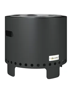 Outsunny Smokeless Steel Fire Pit, with Poker - Grey