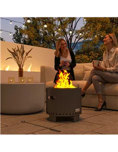 Outsunny Smokeless Steel Fire Pit, with Poker - Grey 2
