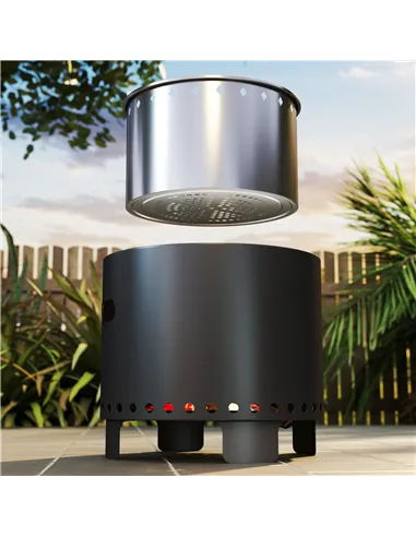 Outsunny Smokeless Steel Fire Pit, with Poker - Grey