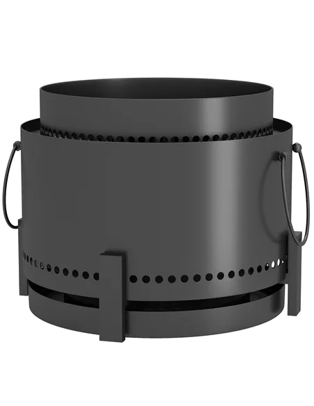 Outsunny Smokeless Fire Pit with Ash Catcher, 37cm Portable Wood Burning Firepit with Poker for Garden Camping Bonfire Party, Me