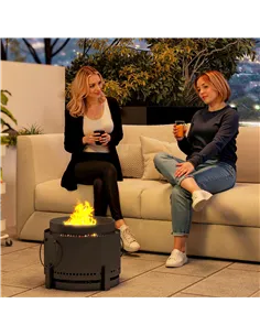 Outsunny Smokeless Fire Pit with Ash Catcher, 37cm Portable Wood Burning Firepit with Poker for Garden Camping Bonfire Party, Me 2