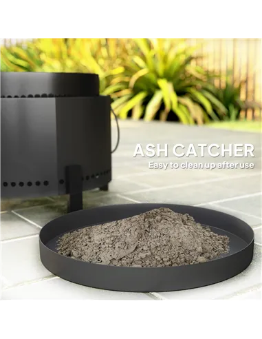 Outsunny Smokeless Fire Pit with Ash Catcher, 37cm Portable Wood Burning Firepit with Poker for Garden Camping Bonfire Party, Me