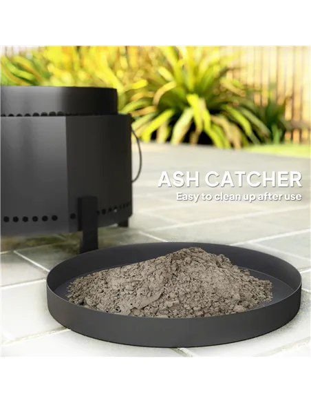 Outsunny Smokeless Fire Pit with Ash Catcher, 37cm Portable Wood Burning Firepit with Poker for Garden Camping Bonfire Party, Me