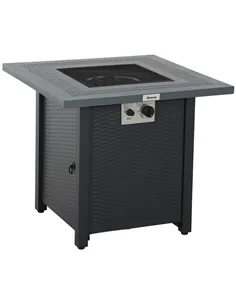 Outsunny 71 x 71cm 40000 BTU Gas Firepit Table - Black/Dark Grey