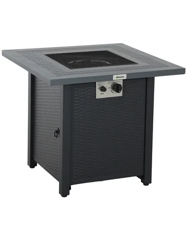 Outsunny 71 x 71cm 40000 BTU Gas Firepit Table - Black/Dark Grey