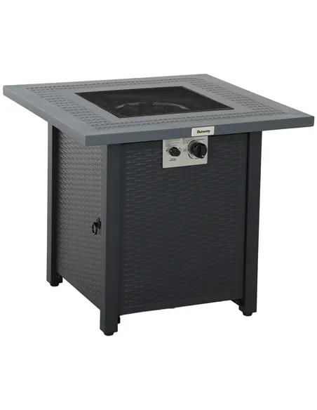 Outsunny 71 x 71cm 40000 BTU Gas Firepit Table - Black/Dark Grey