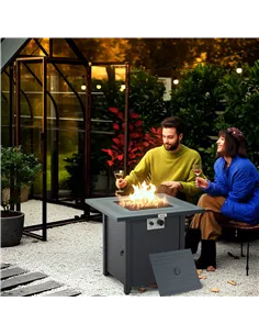 Outsunny 71 x 71cm 40000 BTU Gas Firepit Table - Black/Dark Grey 2