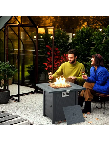 Outsunny 71 x 71cm 40000 BTU Gas Firepit Table - Black/Dark Grey