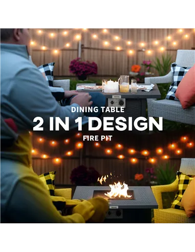 Outsunny 71 x 71cm 40000 BTU Gas Firepit Table - Black/Dark Grey