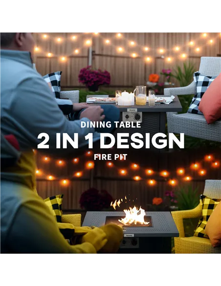 Outsunny 71 x 71cm 40000 BTU Gas Firepit Table - Black/Dark Grey