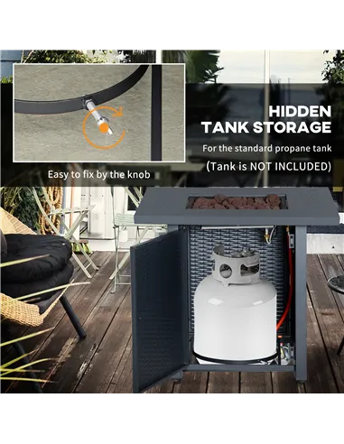 Outsunny 71 x 71cm 40000 BTU Gas Firepit Table - Black/Dark Grey