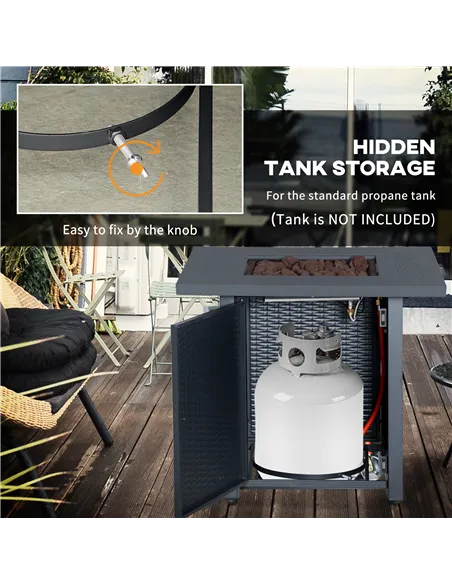 Outsunny 71 x 71cm 40000 BTU Gas Firepit Table - Black/Dark Grey