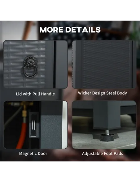 Outsunny 71 x 71cm 40000 BTU Gas Firepit Table - Black/Dark Grey