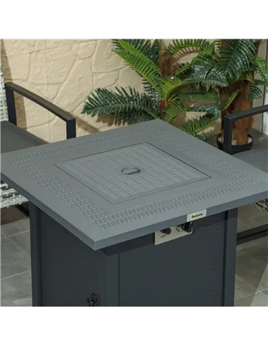 Outsunny 71 x 71cm 40000 BTU Gas Firepit Table - Black/Dark Grey