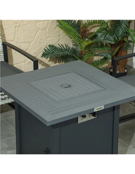 Outsunny 71 x 71cm 40000 BTU Gas Firepit Table - Black/Dark Grey