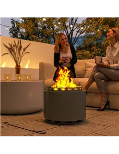 Outsunny Smokeless Fire Pit, 48.5cm Portable Wood Burning Firepit with Poker for Garden Camping Bonfire Party, Metal, Dark Grey 2