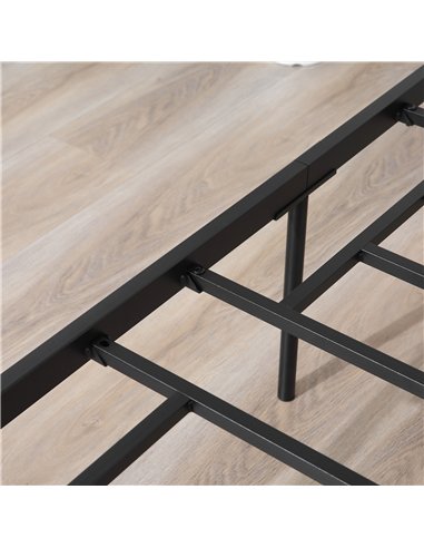 HOMCOM King Metal Bed Frame Solid Bedstead Base with Headboard and Footboard, Metal Slat Support and Underbed Storage Space, Bed