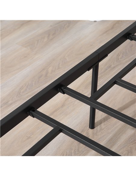 HOMCOM King Metal Bed Frame Solid Bedstead Base with Headboard and Footboard, Metal Slat Support and Underbed Storage Space, Bed