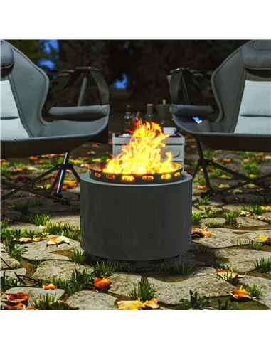 Outsunny Smokeless Fire Pit, 48.5cm Portable Wood Burning Firepit with Poker for Garden Camping Bonfire Party, Metal, Dark Grey