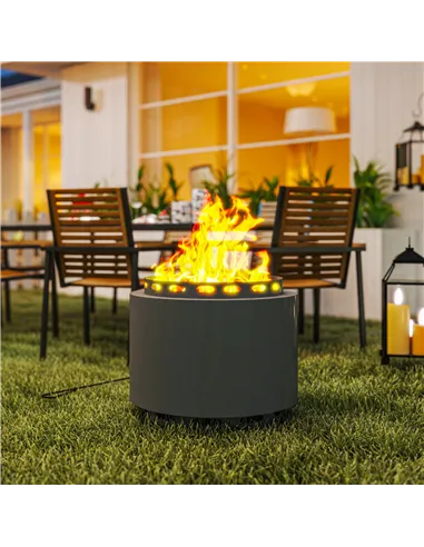 Outsunny Smokeless Fire Pit, 48.5cm Portable Wood Burning Firepit with Poker for Garden Camping Bonfire Party, Metal, Dark Grey