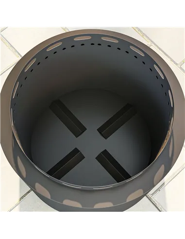 Outsunny Smokeless Fire Pit, 48.5cm Portable Wood Burning Firepit with Poker for Garden Camping Bonfire Party, Metal, Dark Grey