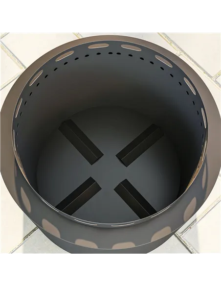 Outsunny Smokeless Fire Pit, 48.5cm Portable Wood Burning Firepit with Poker for Garden Camping Bonfire Party, Metal, Dark Grey