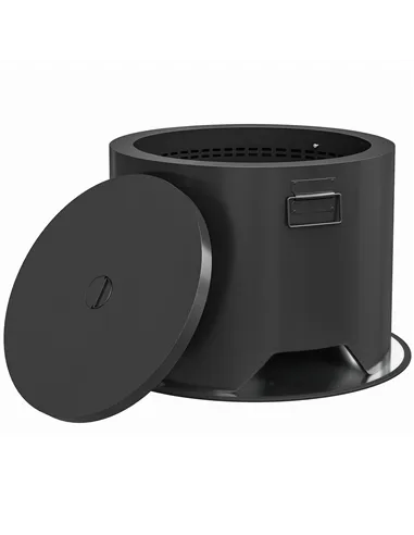 Outsunny Outdoor Round Fire Pit with Lid and Fire Poker - Black