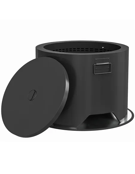 Outsunny Outdoor Round Fire Pit with Lid and Fire Poker - Black