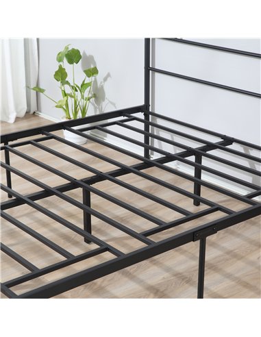 HOMCOM King Metal Bed Frame Solid Bedstead Base with Headboard and Footboard, Metal Slat Support and Underbed Storage Space, Bed