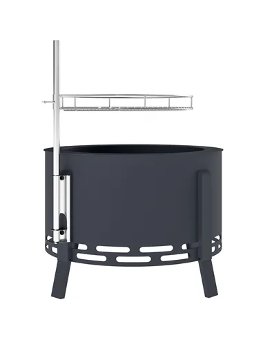 Outsunny Portable Fire Pit, 58 cm Round Firepit with Grill Grate, Fire Bowl with Ash Catcher and Poker, Fire Pit BBQ for Garden 