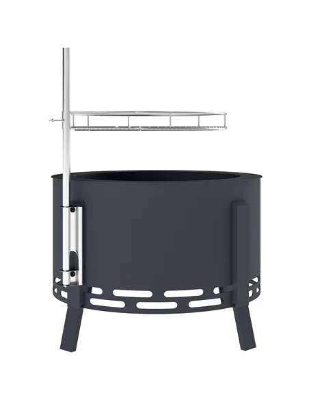 Outsunny Portable Fire Pit, 58 cm Round Firepit with Grill Grate, Fire Bowl with Ash Catcher and Poker, Fire Pit BBQ for Garden 