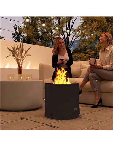 Outsunny Metal Wood-burning Fire Pit with Fire Poker - Black