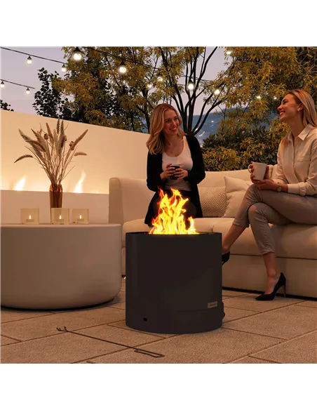 Outsunny Metal Wood-burning Fire Pit with Fire Poker - Black